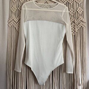 Abercrombie & Fitch A&F Collection Off White Long Sleeve Bodysuit Large